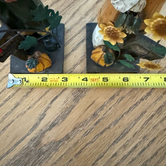 Thanksgiving Wood Pilgrim Couple Figurine Set Vintage 8" Fall Décor - Picture 10 of 11